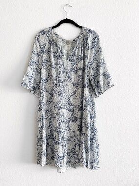 Margaret O’Leary Blue Lightweight Printed paisley Midi dress size M